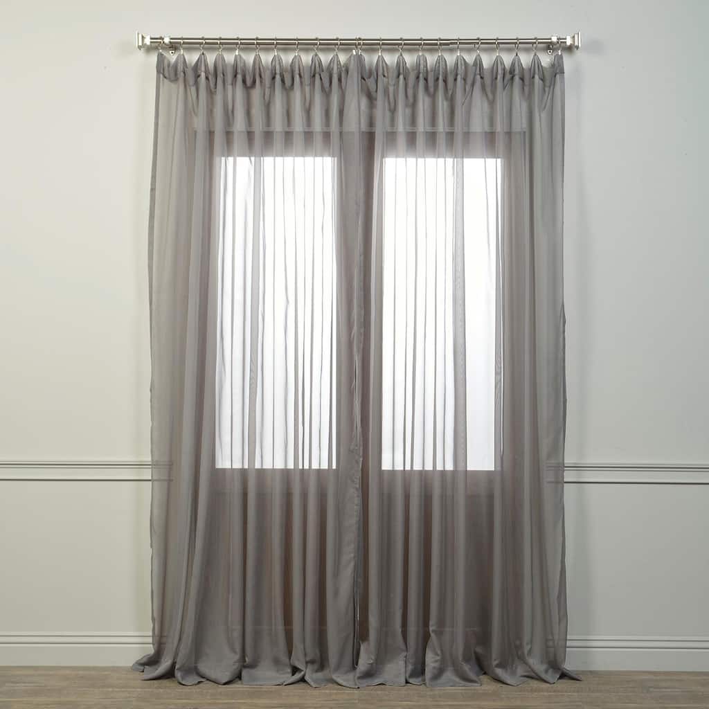 Exclusive Fabrics Doublewide Solid Grey Voile Poly Sheer Curtain Panel (1 Panel)