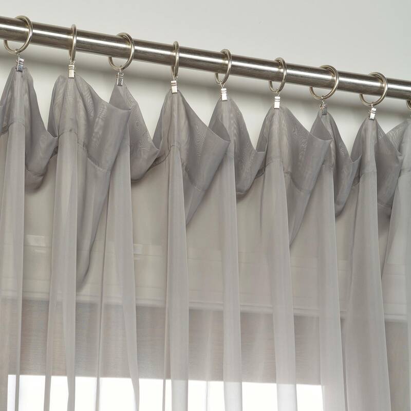 Exclusive Fabrics Doublewide Solid Grey Voile Poly Sheer Curtain Panel (1 Panel)