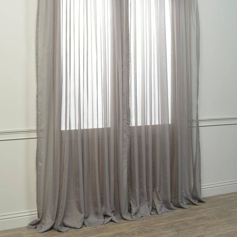 Exclusive Fabrics Doublewide Solid Grey Voile Poly Sheer Curtain Panel (1 Panel)
