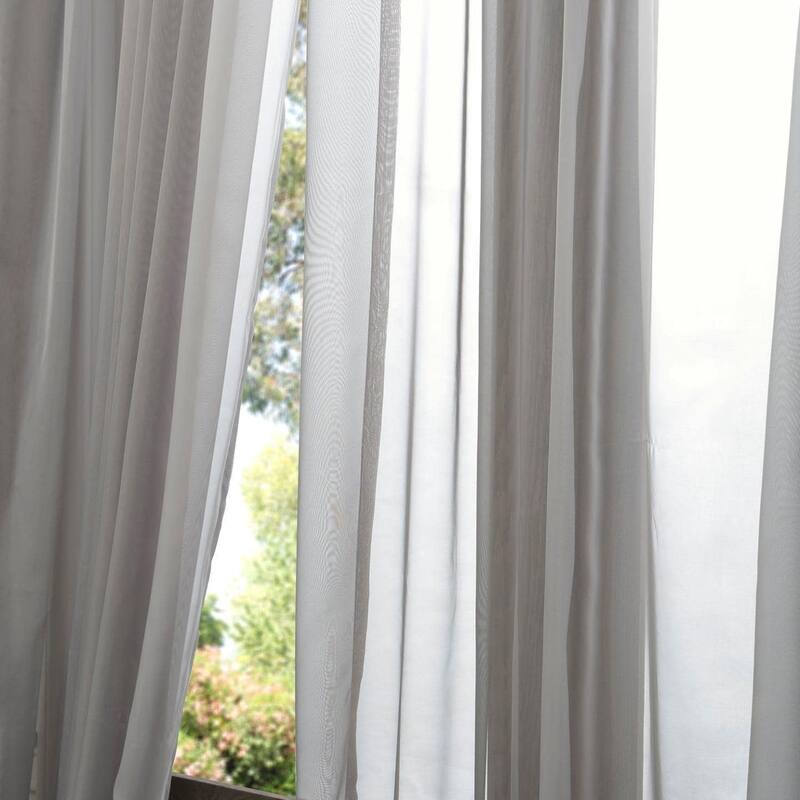 Exclusive Fabrics Doublewide Solid Grey Voile Poly Sheer Curtain Panel (1 Panel)