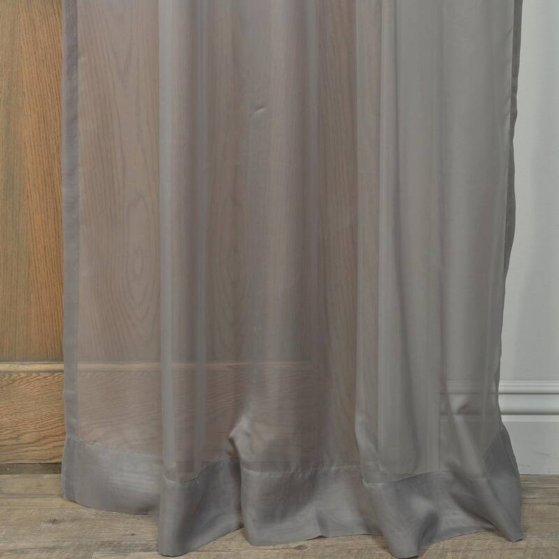 Exclusive Fabrics Solid Grey Voile Poly Sheer Curtain Panel Pair (2 Panels)