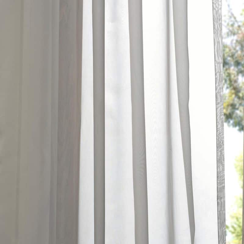 Exclusive Fabrics Solid Grey Voile Poly Sheer Curtain Panel Pair (2 Panels)