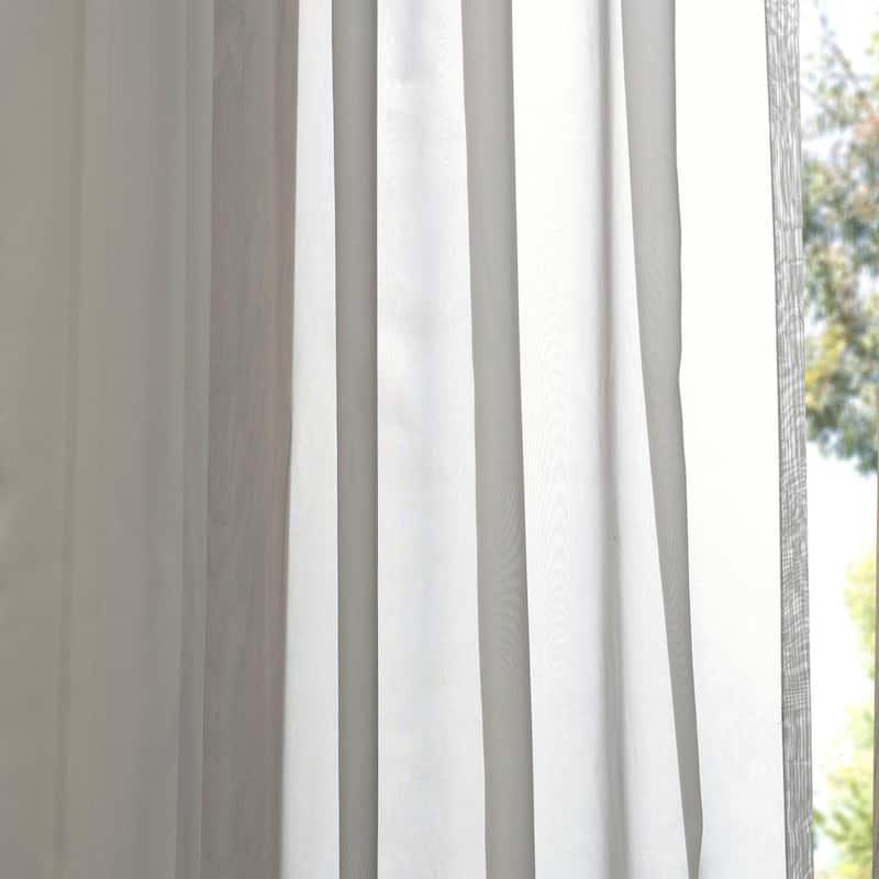 Exclusive Fabrics Solid Grey Voile Poly Sheer Curtain Panel Pair (2 Panels)