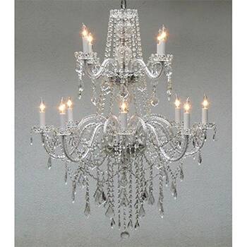 All Crystal 12 Light 2-tier Chandelier
