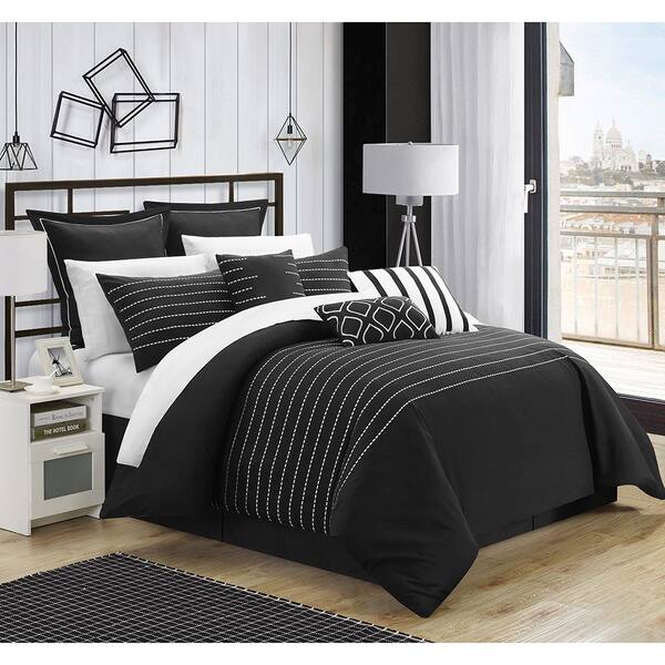 J Queen New York Monte Carlo 4 Piece Comforter Set, Queen - Navy