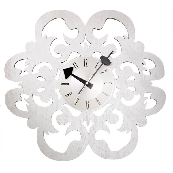 Handmade Vintage Fleur-De-Lis Design Petal Clock in 20 inch Solid Wood