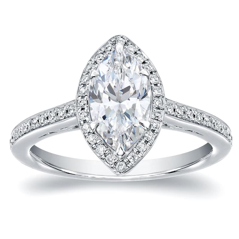 Auriya 18k Gold 1 1/3ctw Halo Marquise Diamond Engagement Ring (H-I, SI1-SI2) - 5