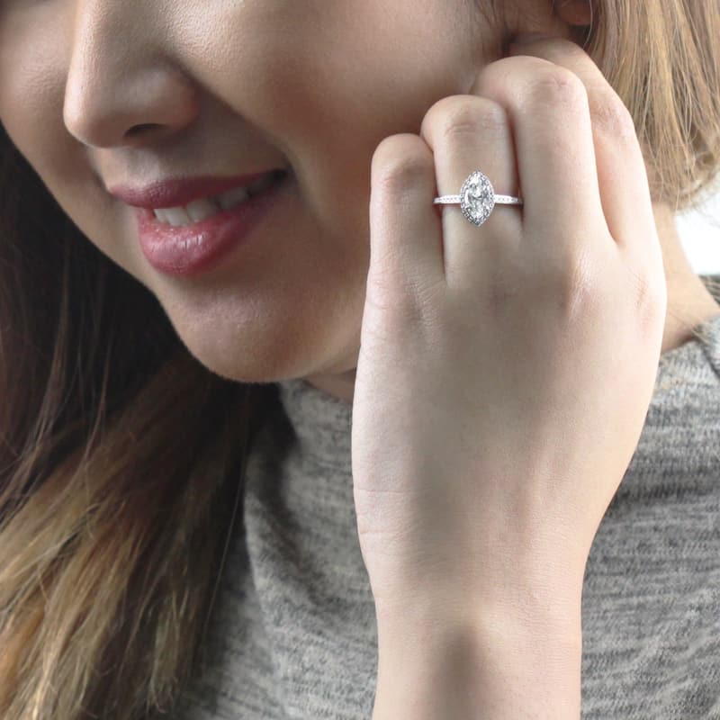 Auriya 18k Gold 1 1/3ctw Halo Marquise Diamond Engagement Ring (H-I, SI1-SI2)