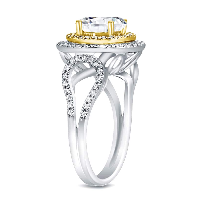 Auriya 1 3/4ctw Double Halo Diamond Engagement Ring 14k Two-Tone Gold (H-I, I1-I2)