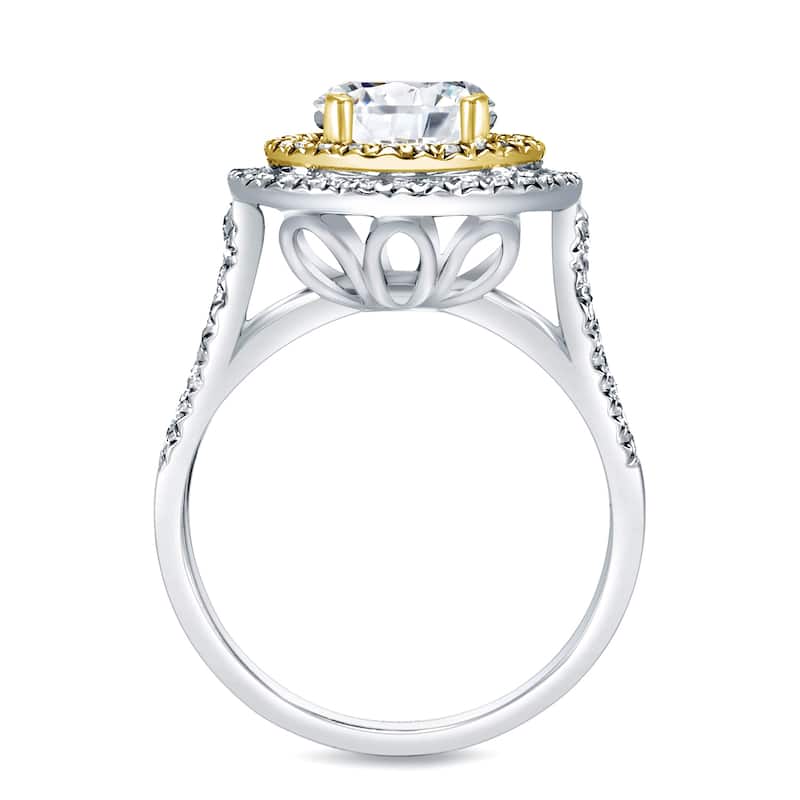 Auriya 1 3/4ctw Double Halo Diamond Engagement Ring 14k Two-Tone Gold (H-I, I1-I2)