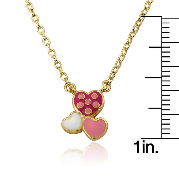 14k Goldplated Frosted Flowers Pink Petals and Dots Necklace