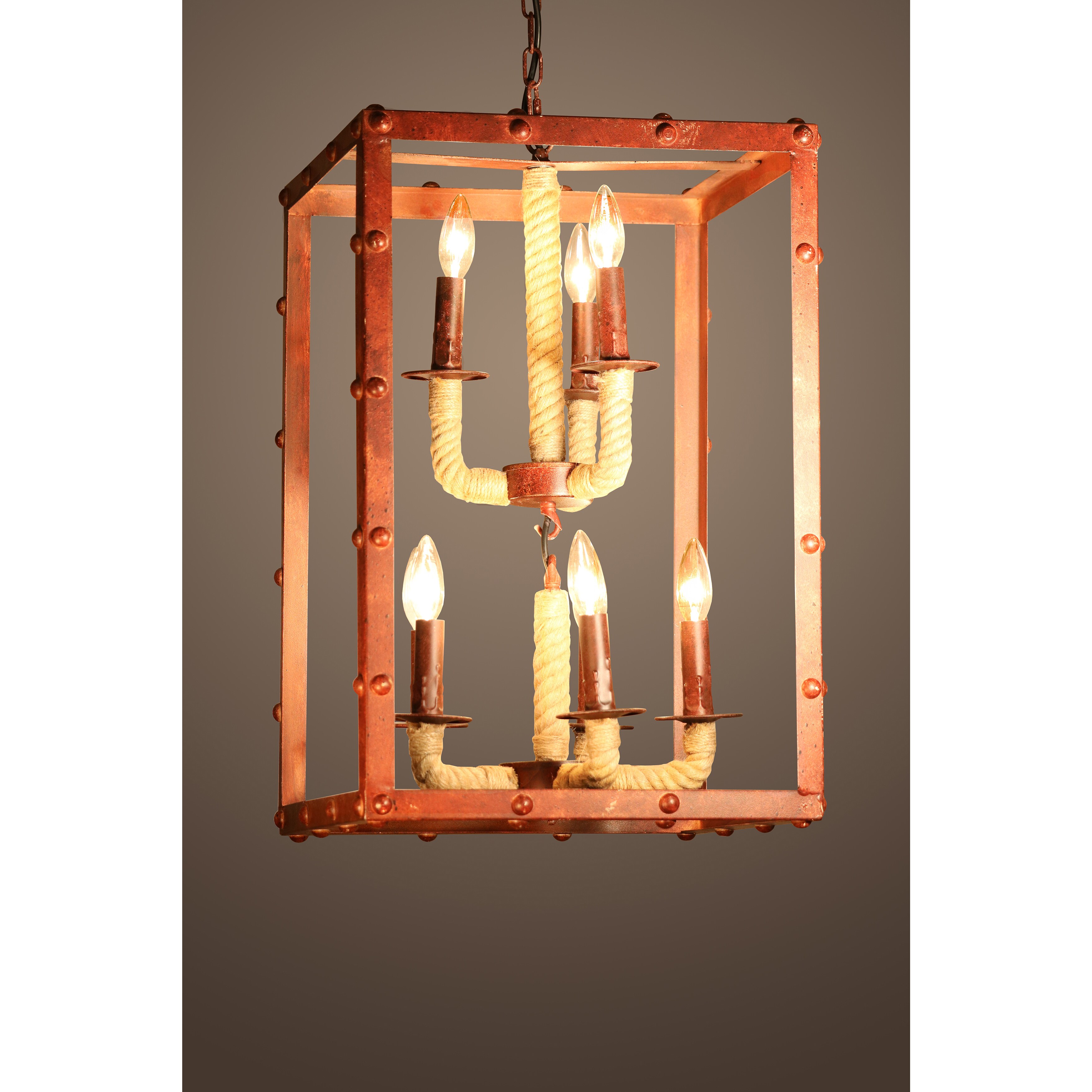 Rivka 8-light Rectangular Rusty Steel 16-inch Chandelier (Rectangular Rusty Steel Chandelier) - Chandeliers For Bedrooms by Overstock.com