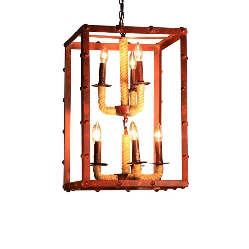 Rivka 6-light Rectangular Rusty Steel 16-inch Chandelier