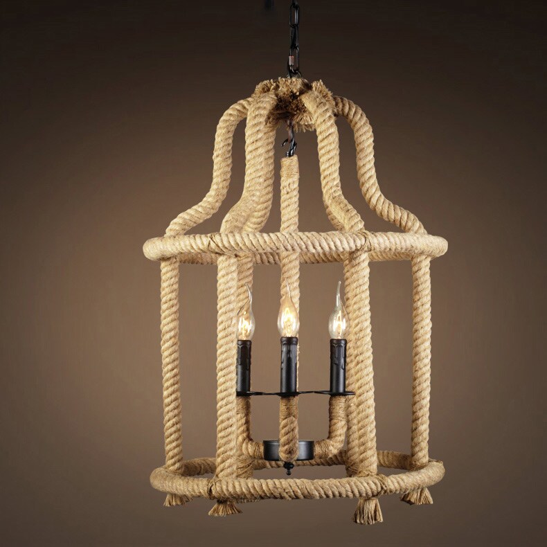 Davon 3-light Hemp Rope 19-inch Chandelier with Bulbs (Hemp Rope 19-inch Edison Chandelier) - Chandeliers For Bedrooms by Overstock.com