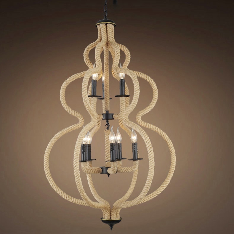 Clyde 8-light Hemp Rope 28-inch Chandelier with Bulbs (8-light Hemp Rope 28-inch Chandelier) - Chandeliers For Bedrooms by Overstock.com