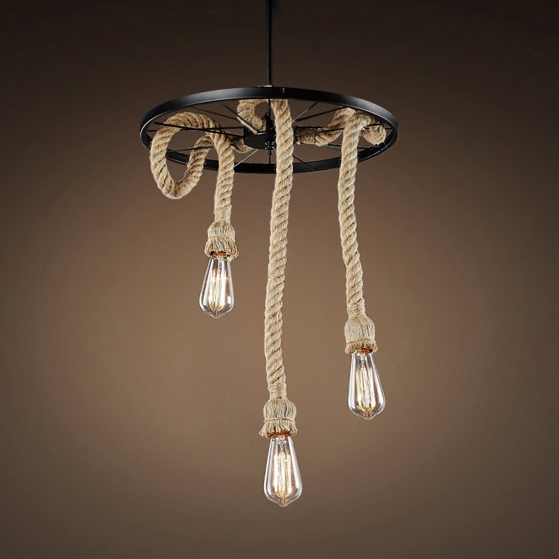 Tamia 3-light Hemp Rope 18-inch Edison Chandelier with Bulbs (Hemp Rope 18-inch Edison Chandelier) - Chandeliers For Bedrooms by Overstock.com