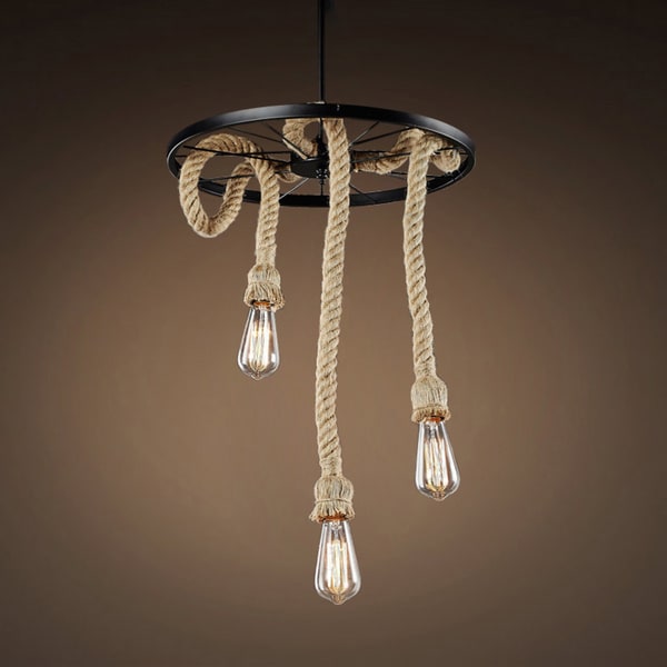 Tamia 3 Light Hemp Rope 18 Inch Edison Chandelier With Bulbs Free Tamia 3 Light Hemp Rope 18 Inch Edison Chandelier With Bulbs