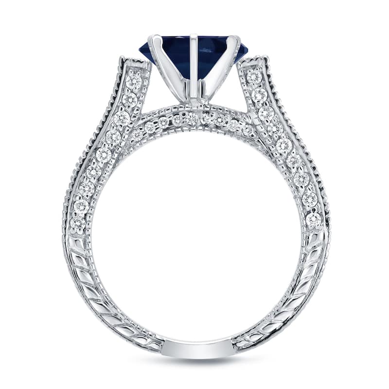 Auriya 14k Gold 1ct Vintage Sapphire and Diamond Engagement Ring Set 1ct TDW