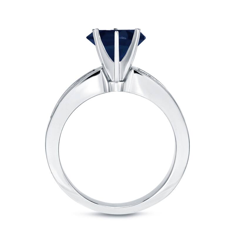 Auriya Round 1ct Sapphire and 1/2ct TDW Diamond Engagement Ring 14k White Gold