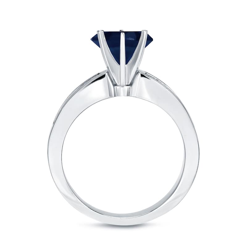 Auriya Round 3/4ct Sapphire and 1/2ct TDW Diamond Engagement Ring 14k White Gold