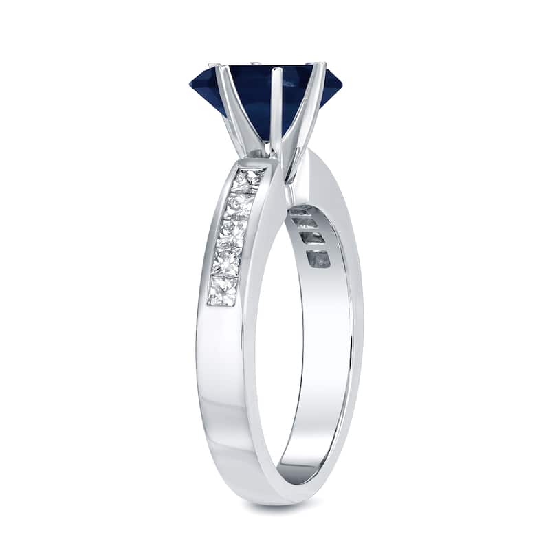 Auriya Round 3/4ct Sapphire and 1/2ct TDW Diamond Engagement Ring 14k White Gold