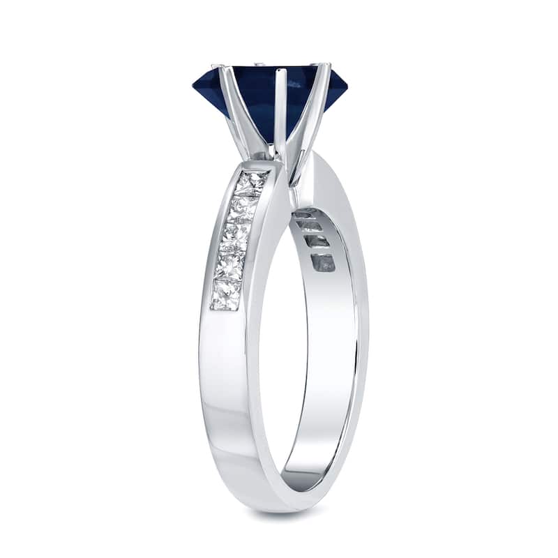 Auriya 14k Gold 1/2ct Blue Sapphire Channel Set Diamond Engagement Ring 1/2ctw (H-I, SI1-SI2)