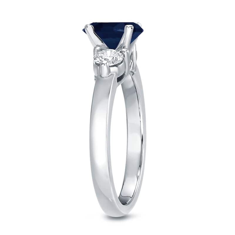 Auriya Round 3-Stone 1/2ct Sapphire and 1/3ct TDW Diamond Engagement Ring 14k White Gold (H-I, I1-I2)