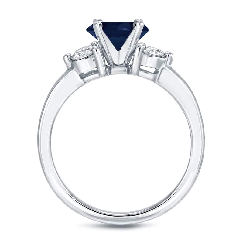 Auriya Round 3-Stone 1/2ct Sapphire and 1/3ct TDW Diamond Engagement Ring 14k White Gold (H-I, I1-I2)