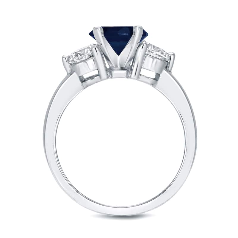 Auriya Round 3-Stone 3/5ct Sapphire and 2/5ct TDW Diamond Engagement Ring 14k White Gold