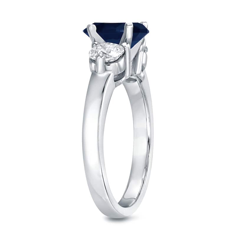 Auriya Round 3-Stone 3/5ct Sapphire and 2/5ct TDW Diamond Engagement Ring 14k White Gold