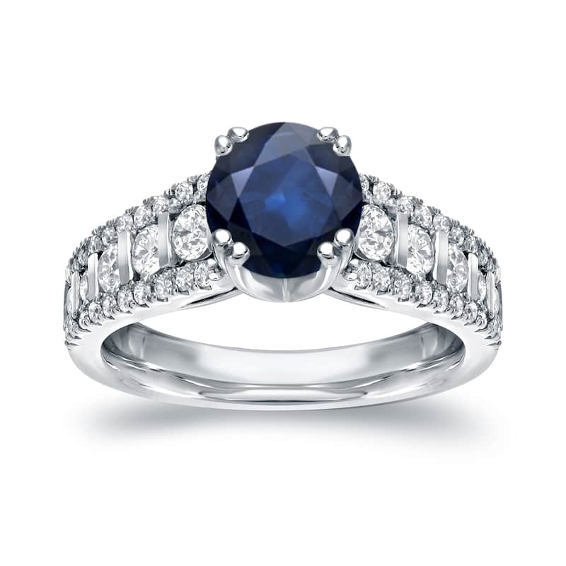 Auriya Modern 1 1/4ct Sapphire and 3/4cttw Diamond Engagement Ring 14k White Gold (H-I, I1-I2)