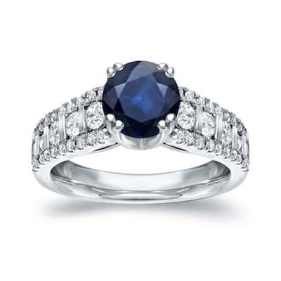 Auriya Modern 1 1/4ct Sapphire and 3/4cttw Diamond Engagement Ring 14k White Gold (H-I, I1-I2)
