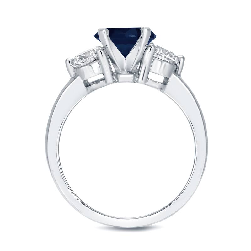 Auriya 3-Stone 3/4ct Round Sapphire and 3/4cttw Diamond Engagement Ring 14k White Gold (H-I, I1-I2)