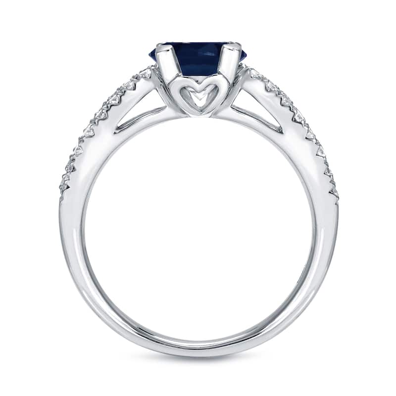 Auriya Modern 1ct Blue Sapphire and 1/3ct TDW Diamond Engagement Ring 14k White Gold