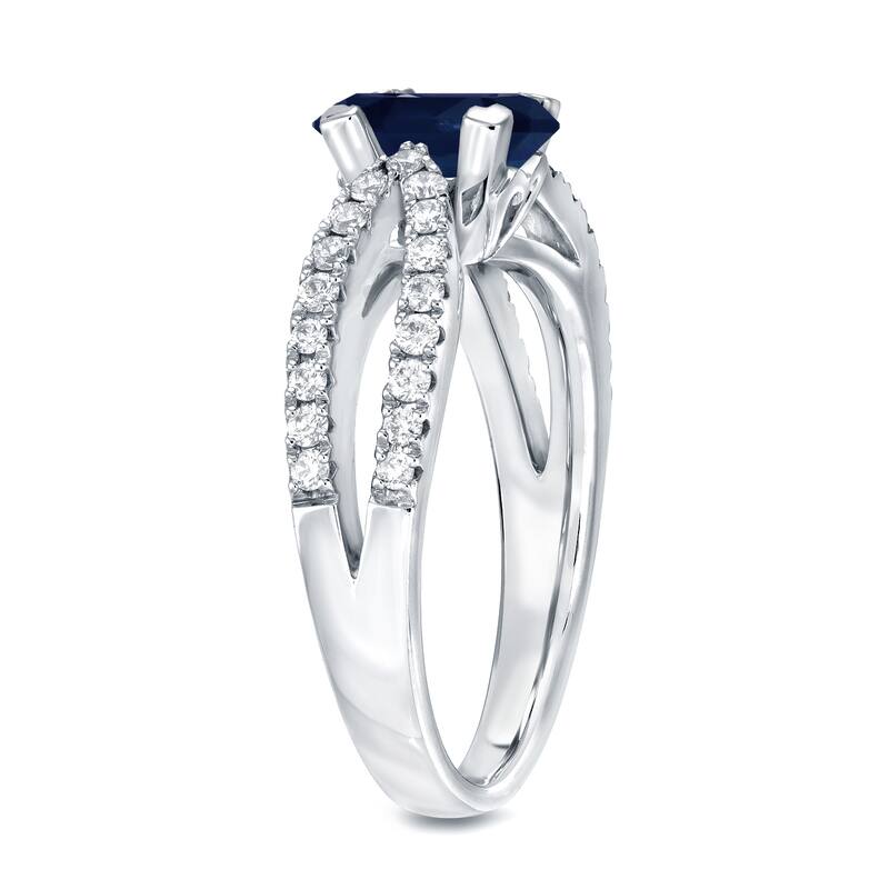 Auriya Modern 1ct Blue Sapphire and 1/3ct TDW Diamond Engagement Ring 14k White Gold