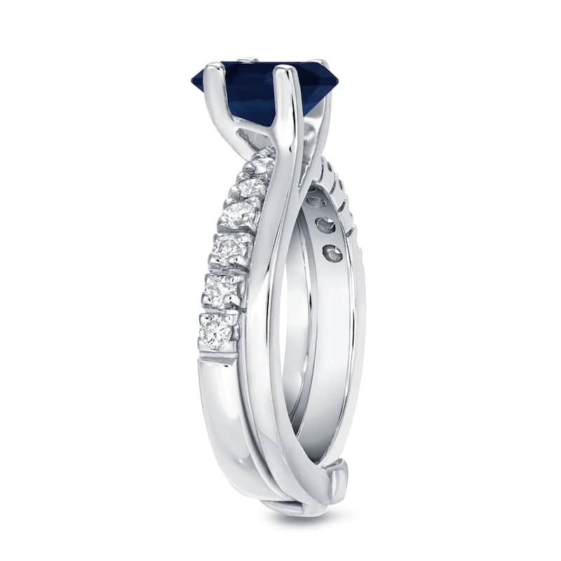 Auriya 14k Gold 3/5ct Sapphire Insert Diamond Engagement Ring Set 2/5ctw