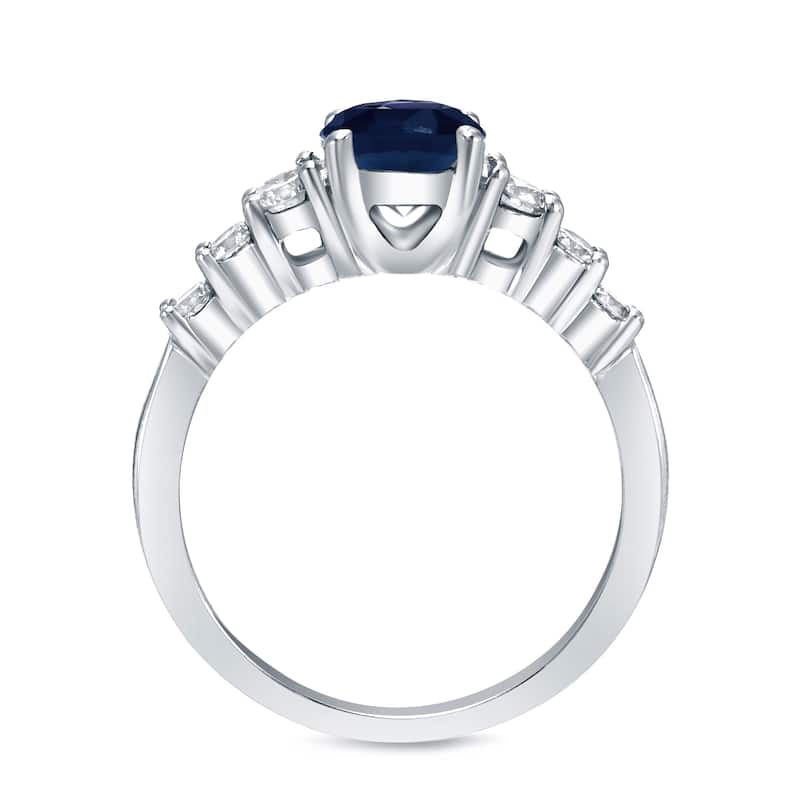 Auriya 14k White Gold 1ct Sapphire and 2ct TDW Diamond Engagement Ring Set