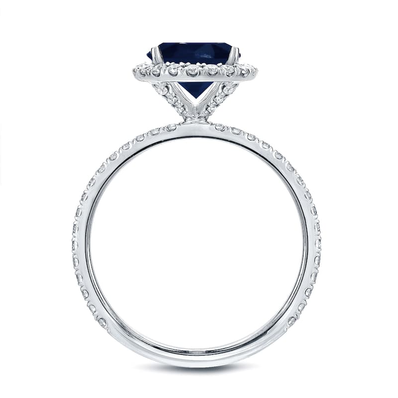 Auriya Round 2ct Blue Sapphire and 3/5ct TDW Diamond Halo Engagement Ring 14k Gold