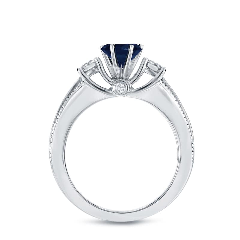 Auriya Vintage 7/8ct Sapphire and 3/5ct TDW 3-Stone Diamond Engagement Ring 14k Gold (G-H, SI2-SI3)