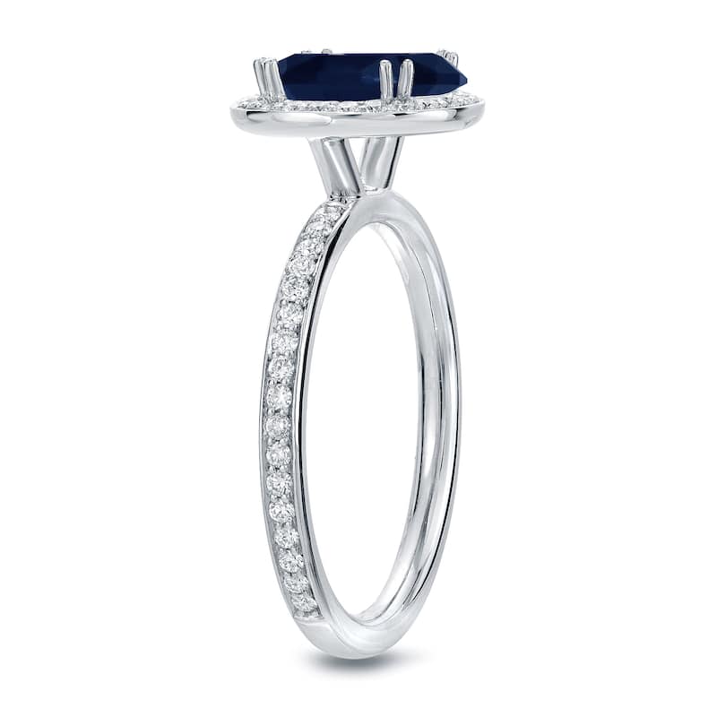 Auriya Round 2ct Blue Sapphire and 2/5ct TDW Diamond Halo Engagement Ring 18k Gold