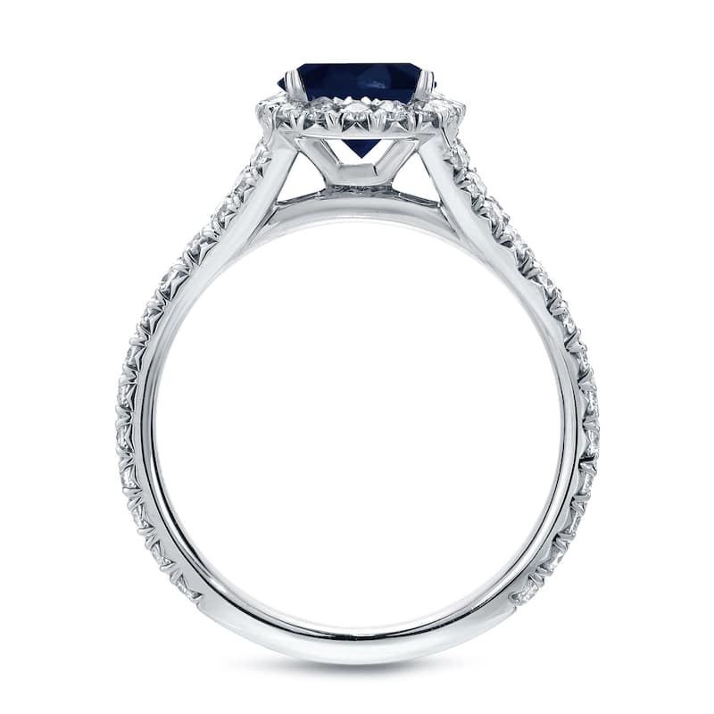 Auriya Round 1ct Blue Sapphire and 3/5ctw Halo Diamond Engagement Ring 14k White Gold (H-I, SI1-SI2)