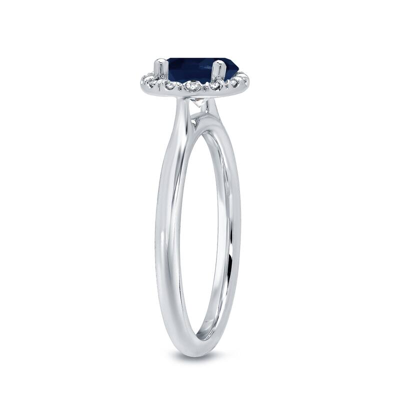 Auriya Round 7/8ct Blue Sapphire and 1/6ct TDW Diamond Halo Engagement Ring 14k White Gold