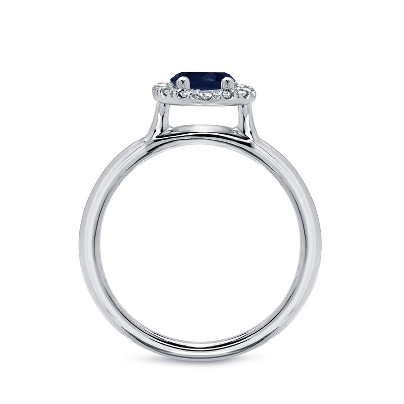 Auriya Round 7/8ct Blue Sapphire and 1/6ct TDW Diamond Halo Engagement Ring 14k White Gold