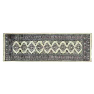 Handmade Runner Ivory Bokara Jaldar Design Oriental Area Rug