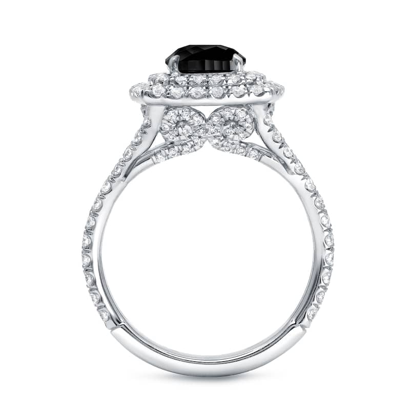 Auriya 18k Gold 2 1/4ctw Cushion-cut Double Halo Black Diamond Engagement Ring (H-I, SI1-SI2)