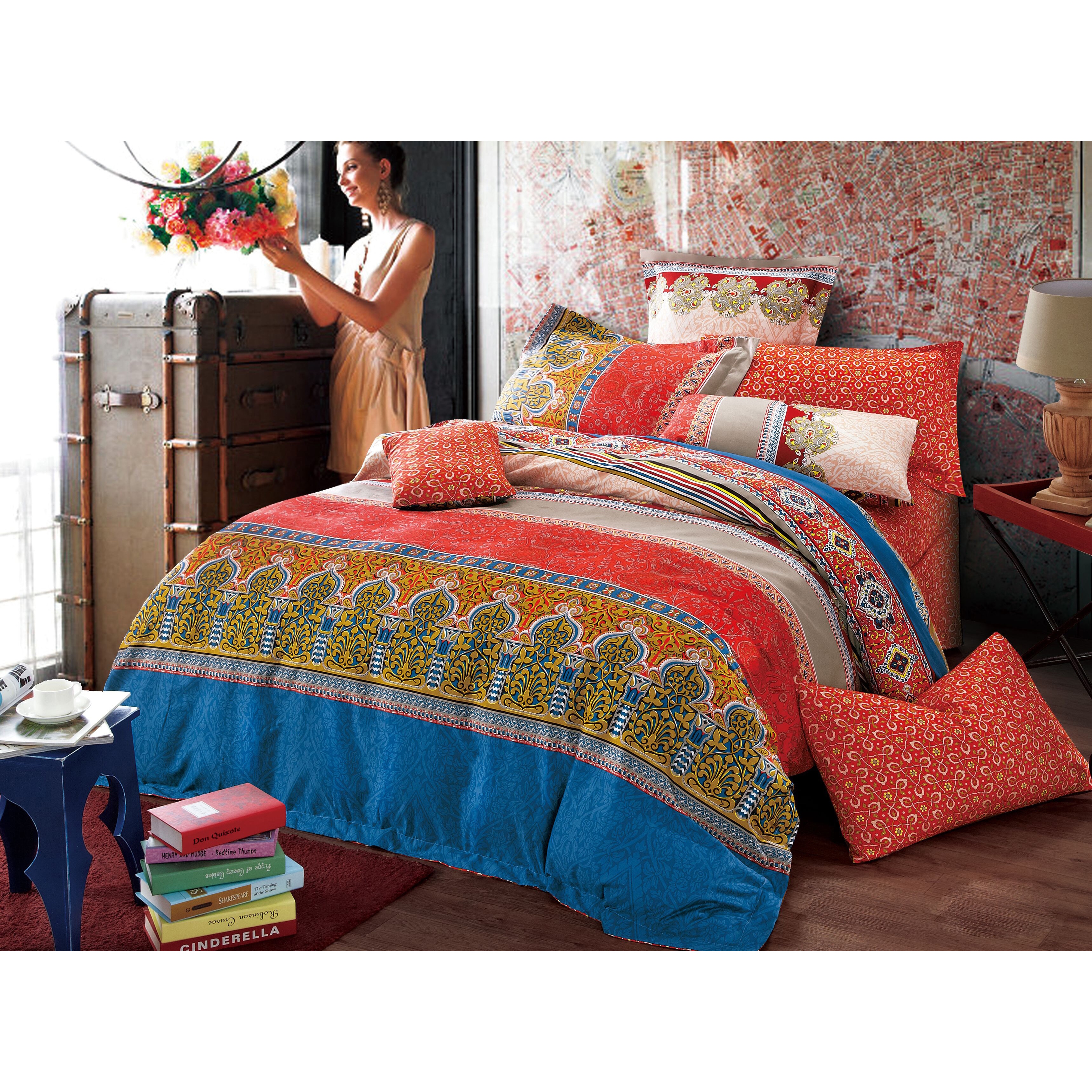 Shop Pchf Moroccan 3 Piece Reversible Print Cotton Duvet Set