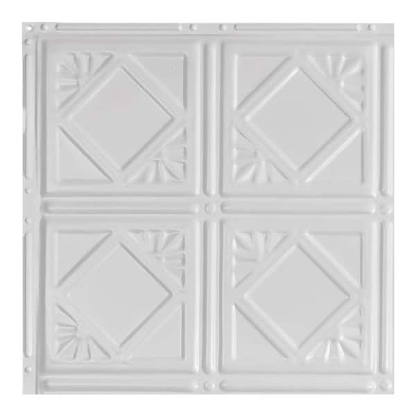 Great Lakes Tin Ludington Gloss White 2 Foot X 2 Foot Nail Up Ceiling Tile Carton Of 5