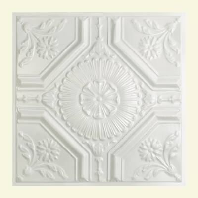 Great Lakes Tin Rochester Gloss White 2-foot x 2-foot Lay-In Ceiling Tile