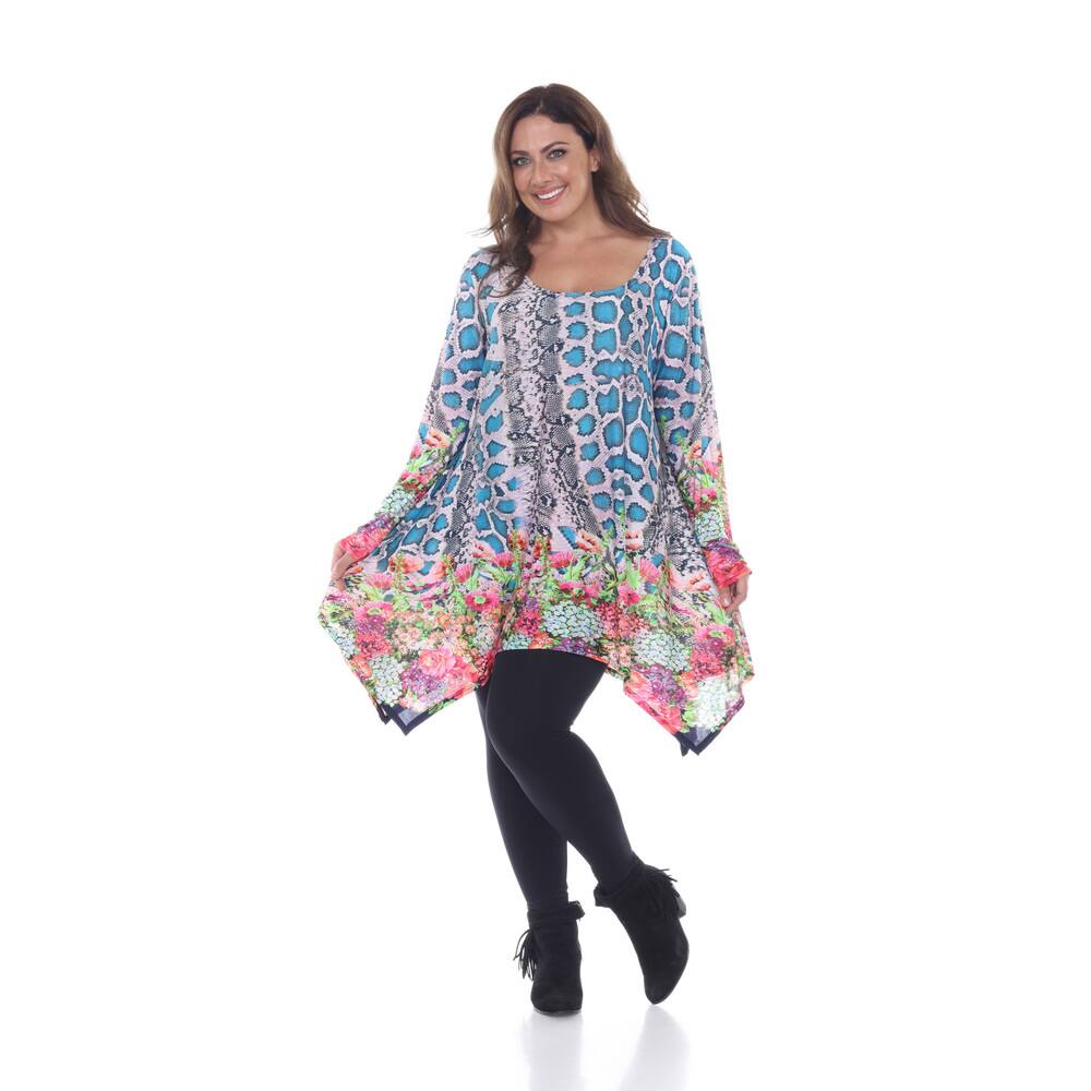 White Mark Women's Plus Size 3/4 Sleeve Marlene Tunic Top