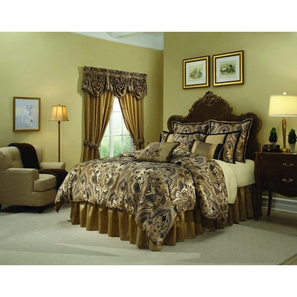 Shop Veratex Villa Rey Luxurious Black and Gold 4-piece Comforter Set